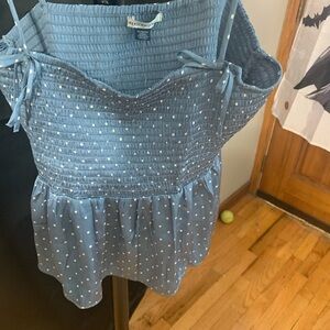 American Eagle Blue Polka Dot Women's Top